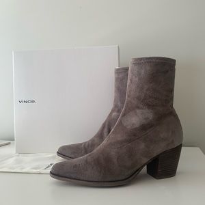 Vince Gray Suede Ankle Boots